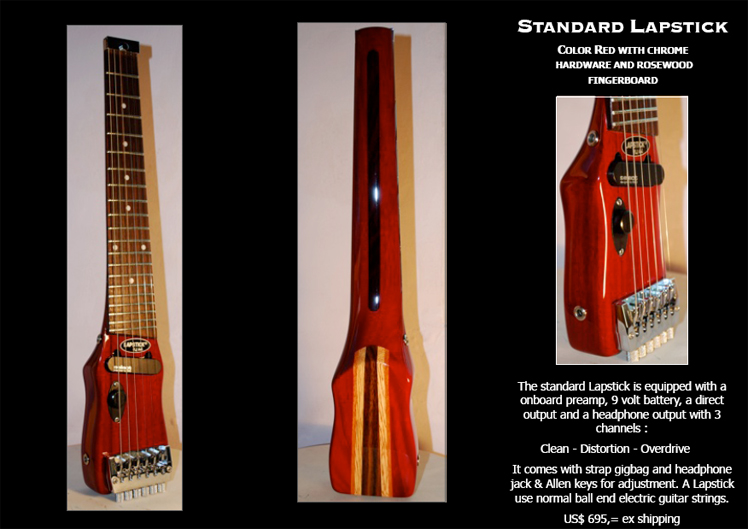 travel guitar - lapstick (red mahogany body, chrome hardware)